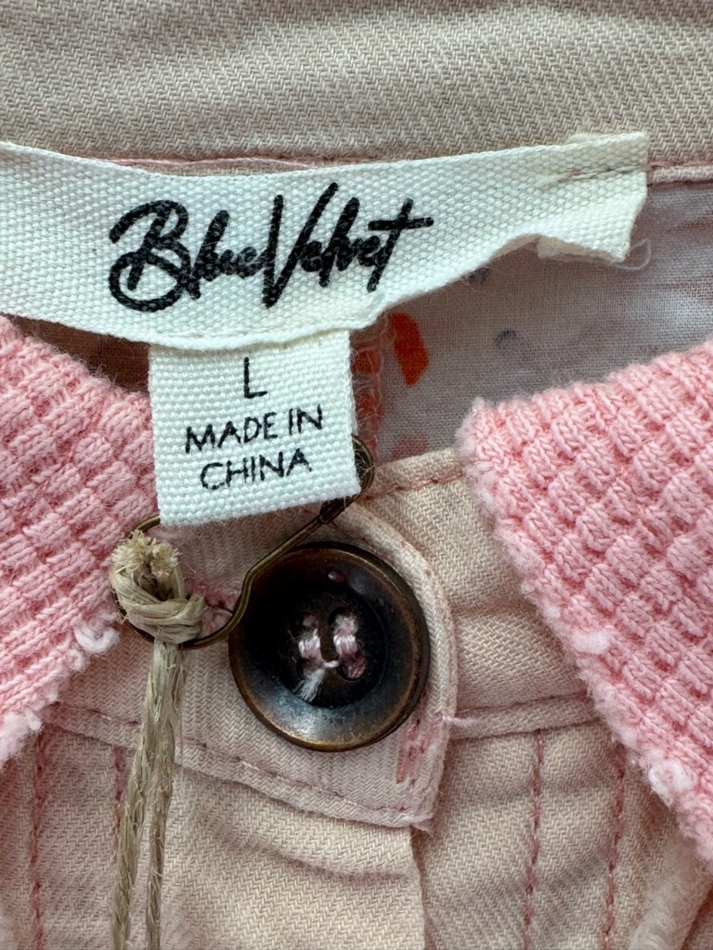 Blue Velvet Oversized Patchwork Button-Down Shirt in Pink and Cream-Hippie Chic - Picture 4 of 7